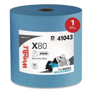 X80 Cloths with HYDROKNIT, Jumbo Roll, 12 1/2 x 13 2/5, Blue, 475/Roll