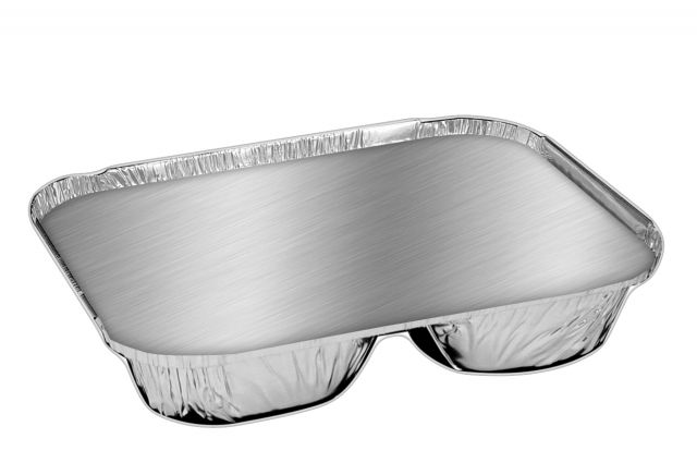 Handi-Foil� Oblong 3-Compartment Aluminum School Tray w/Lid, 8 1/2