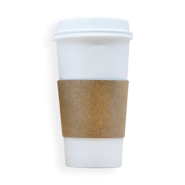 MULMEHË 20oz Paper Coffee Hot Cups, White Travel Lids and Sleeves, 100 Pack