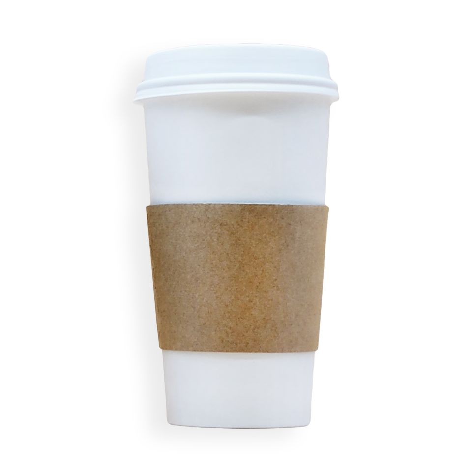MULMEHË 20oz Paper Coffee Hot Cups, White Travel Lids and Sleeves, 100 Pack