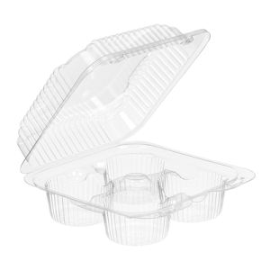 Essentials SureLock® SLP44SA Square Muffin & Cupcake Clamshell Container 38.5 oz., Clear, 288/CS
